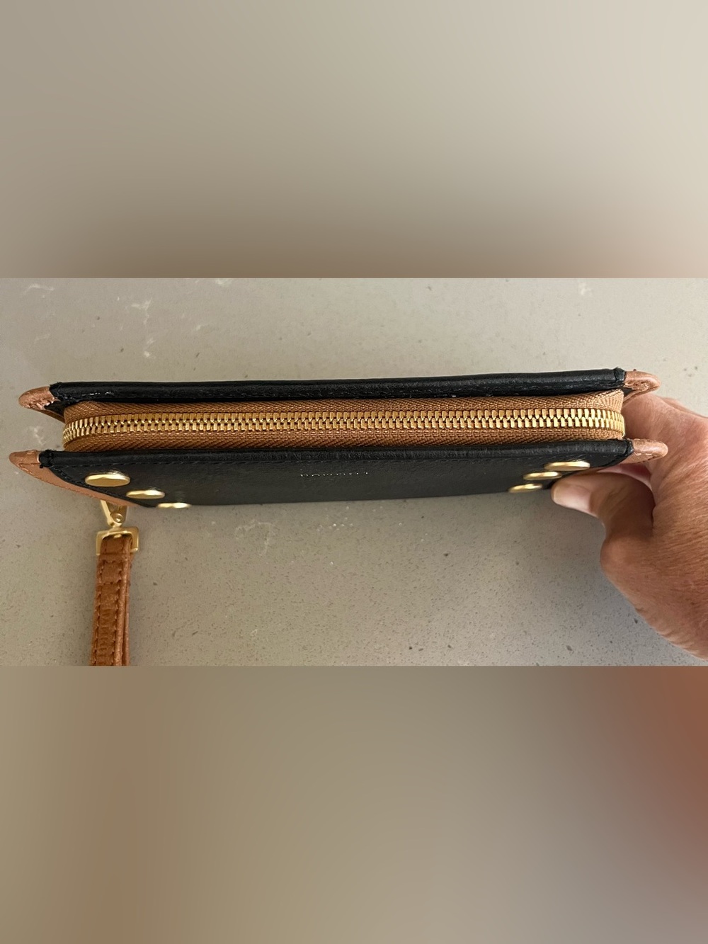 Hammitt Bryant Contrast Trim Continental Wristlet Wallet North End Brushed Gold - Picture 5 of 13